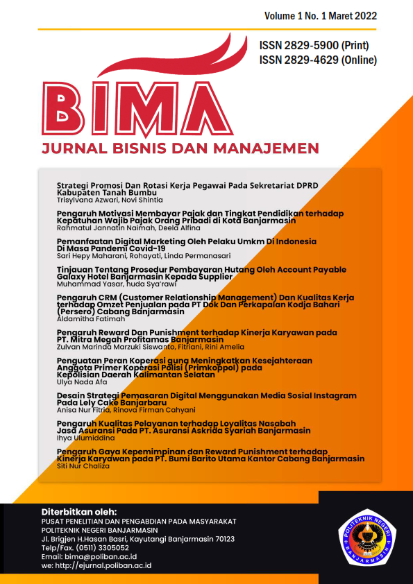 BIMA: Jurnal Bisnis dan Manajemen Vol. 1, No. 1, 2022