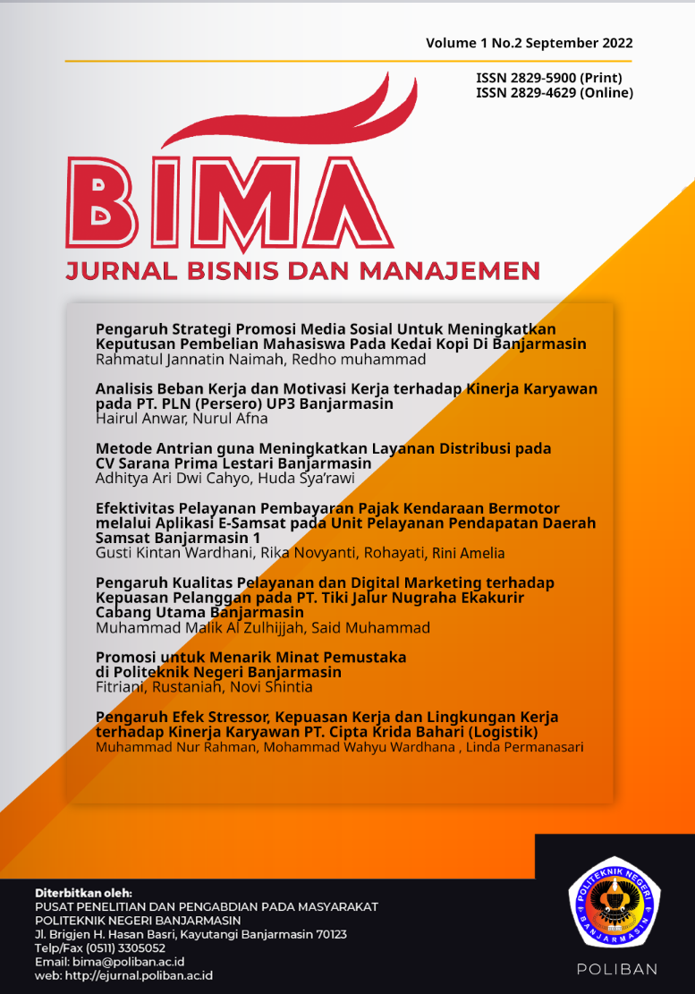 BIMA: Jurnal Bisnis dan Manajemen Vol. 1, No.2 September 2022