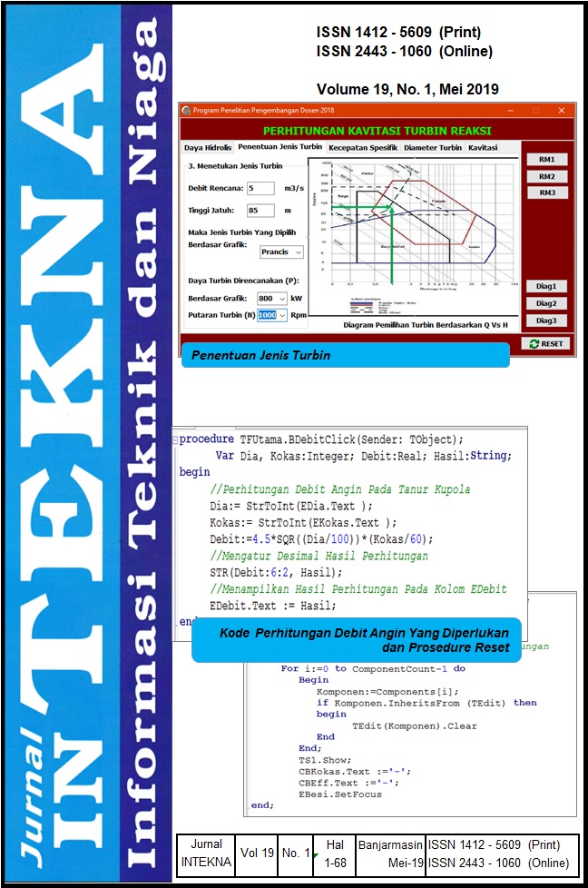 					View Vol. 19 No. 1 (2019): Vol 19 No 1 (2019): Jurnal INTEKNA, Volume 19, No. 1, Mei 2019: 1-68
				